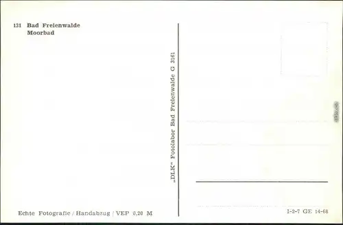 Ansichtskarte Bad Freienwalde Moorbad 1968