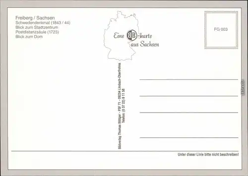 Freiberg (Sachsen) Schwedendenkmal, Stadtzentrum, Postdistanzsäule, Dom 1995