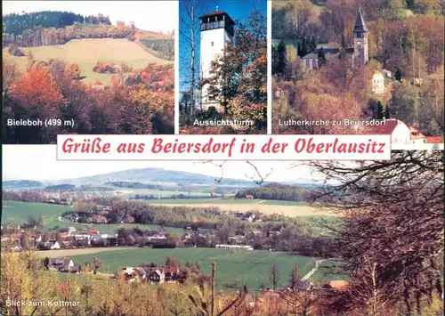 Beiersdorf Aussichtsturm, Lutherkirche, Blick auf den Ort, Kottmar 2003