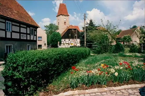 Ansichtskarte Niesky Niska Kirche und Fachwerkhäuser 1995