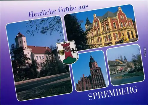 Ansichtskarte Spremberg Grodk Schloß, Post, Ev. Kirche, Innenstadt 1999