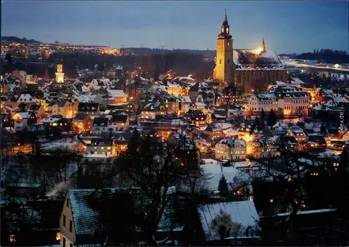 Ansichtskarte Schneeberg (Erzgebirge) Blick auf den Ort zur Weihnacht 1995