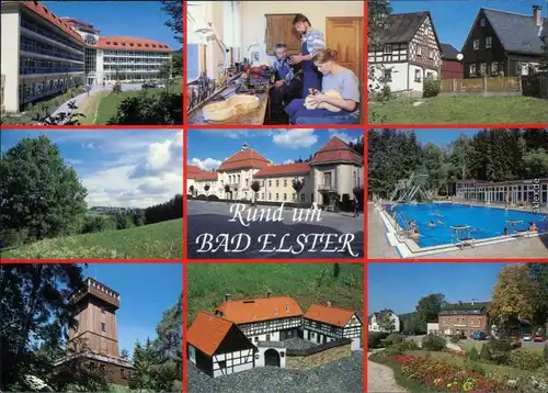 Bad Elster Klinik, Ortsmotive, Schwimmbad, Aussichtsturm, Gasthof 2002