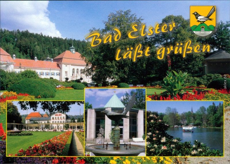 Bad Elster Badehaus, Blick zur Badehaus, Moritzquelle, Gondelteich 2002 ...