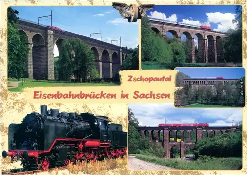 Ansichtskarte Zschopau Eisenbahnbrücken, Zschopautal 2002