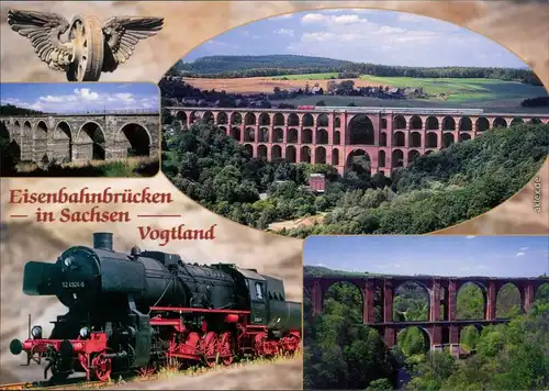 Ansichtskarte Eisenbahnbrücken in Sachsen Lokomotive 2000
