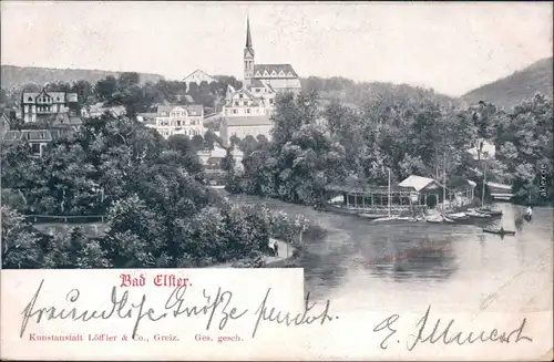 Ansichtskarte Bad Elster Panorama mit Yachthafen und Kirche 1902