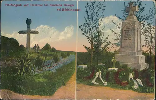 Bethincourt Béthincourt Heldengrab und Denkmal für deutsche Krieger 1916
