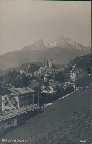 Ansichtskarte Berchtesgaden Panorama mit Kirche und Bergmassiv 1940