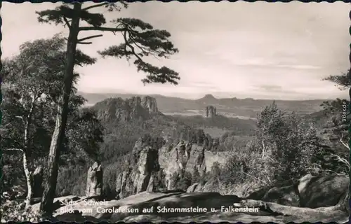 Bad Schandau Blick von Carolafelsen auf Schrammsteine u. Falkenstein 1963