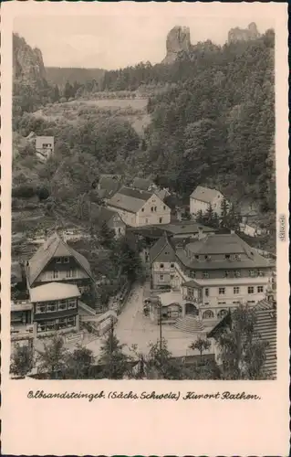 Ansichtskarte Rathen Blick in den Ort 1955