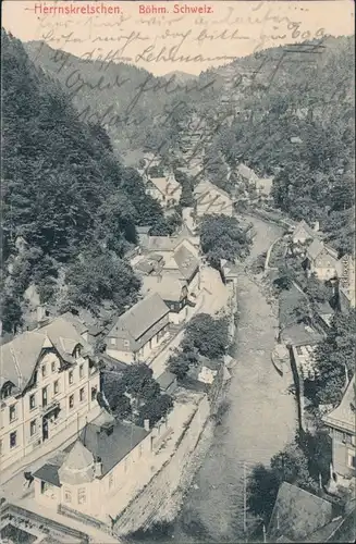 Ansichtskarte Herrnskretschen Hřensko b Tetschen Decin  1926