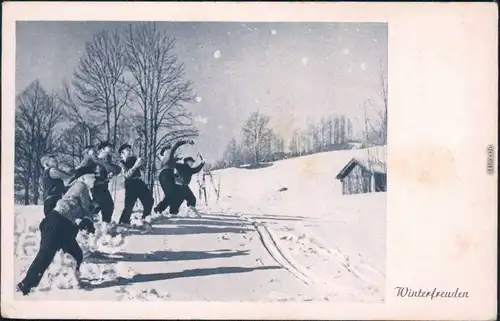 Ansichtskarte  Sport - Wintersport - Schneeballwurf 1920