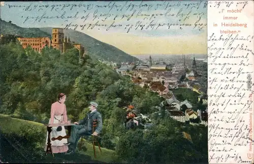 Ansichtskarte Heidelberg Heidelberger Schloss - Liebespaar 1903