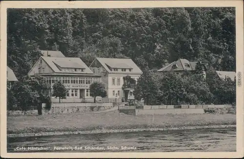 Postelwitz-Bad Schandau Panorama-Ansicht mit Cafe Häntschel 1955