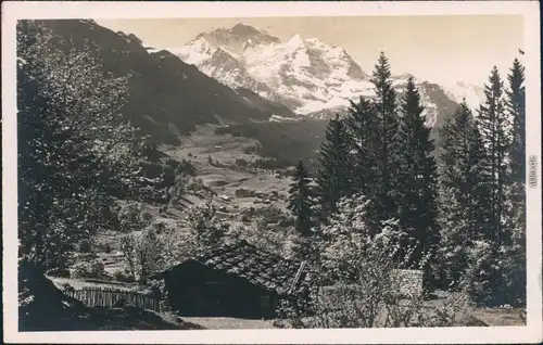 Ansichtskarte Wengen Blick auf den Ort mit Jungfrau 1931