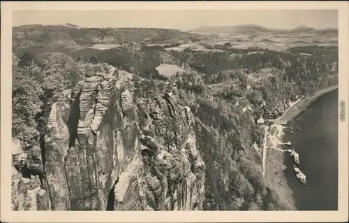 Ansichtskarte Rathen Blick von der Bastei 1956