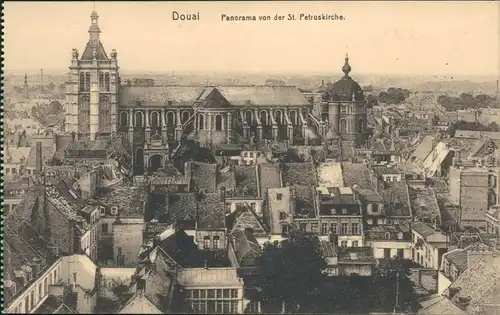 CPA Douai Dowaai Panorama von der St. Petruskirche 1914