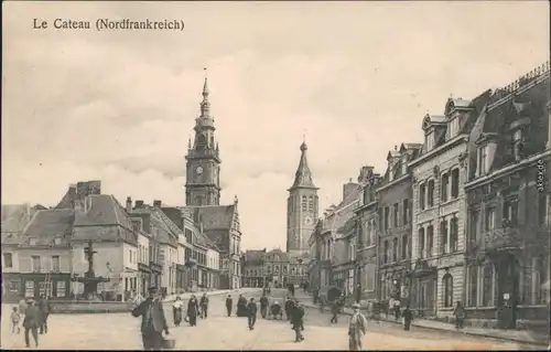 CPA Le Cateau-Cambrésis Kirche, Markt, Rathaus 1918