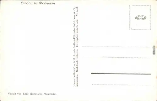 Ansichtskarte Lindau (Bodensee) Luftbild 1955