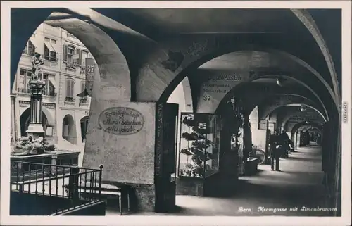 Ansichtskarte Bern Kramgasse mit Simonbrunnen 1932