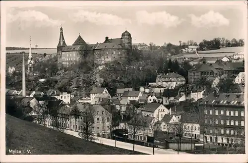 Ansichtskarte Mylau Blick auf die Stadt 1944