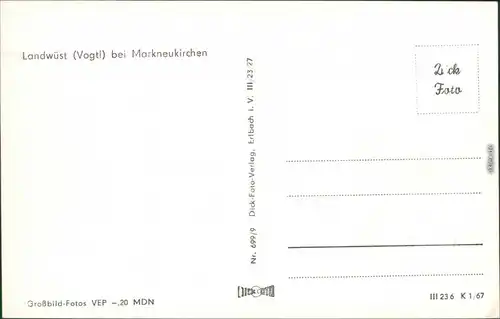 Ansichtskarte Landwüst-Markneukirchen Panorama, Kirche, Landschaft 1967