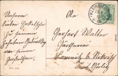 Glückwunsch/Grußkarten: Geburtstag - Geldschein  und Schwalbe 1910 Goldrand
