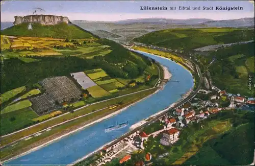 Königstein (Sächsische Schweiz) Lilienstein - Luftbild - Zeichnung 1930