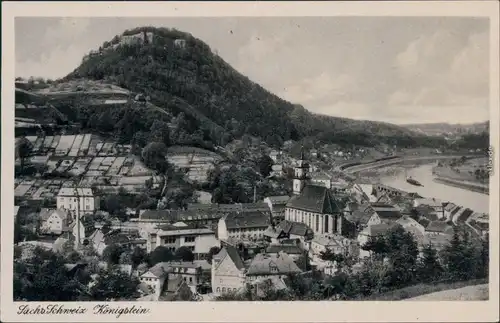 Ansichtskarte Königstein (Sächsische Schweiz) Panorama-Ansicht 1955