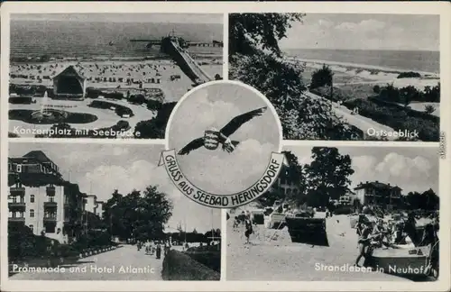 Heringsdorf Usedom   Strand, Promenade, Hotel Atlantic Strandleben Neudorf 1955