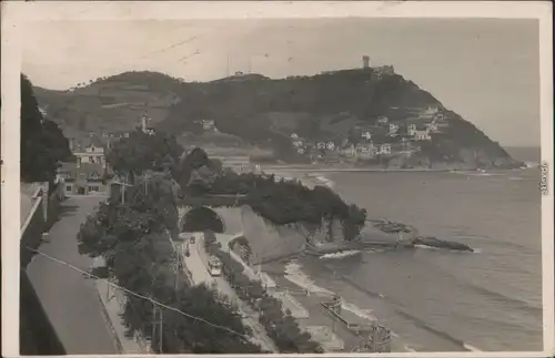 San Sebastian Donostia / Donosti Panorama von der Küste mit Straßenbahn 1932