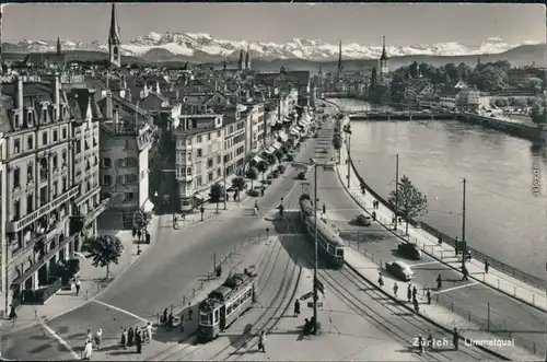 Ansichtskarte Zürich Limmatquai 1959