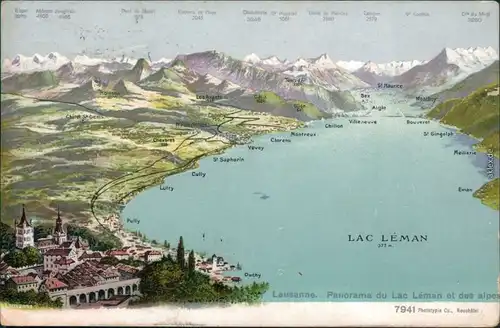 Ansichtskarte Genf Genève Genfersee (Lac Léman) 1910