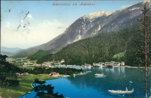 Ansichtskarte Achental Hotel "Scholastica" am Achensee 1908