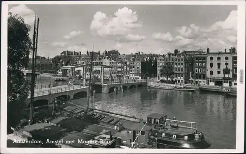 Ansichtskarte Amsterdam Amsterdam Brücke, Hafen 1951