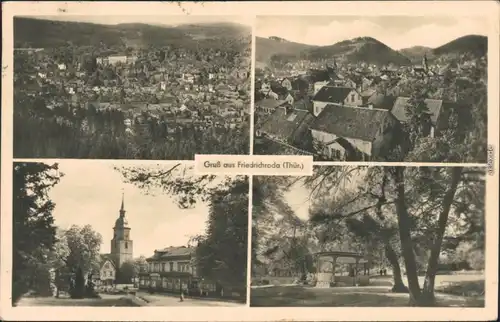 Ansichtskarte Friedrichroda Panorama, Kirche, Pavillon im Park 1955