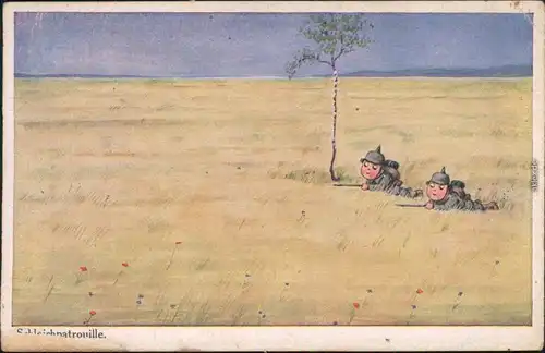 Ansichtskarte  Humor - Schleichpatrouille Patriotika Kinder
1916
