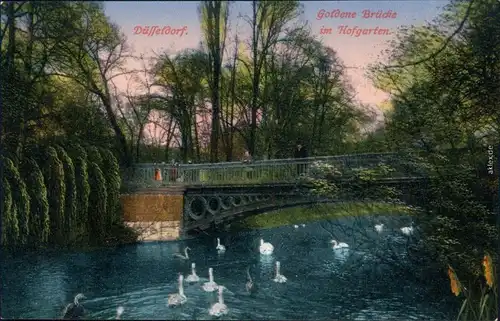 Ansichtskarte Düsseldorf Goldene Brücke im Hofgarten 1905