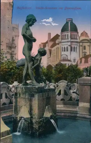 Ansichtskarte Düsseldorf Kinderbrunnen am Gymnasium 1905