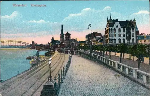 Ansichtskarte Düsseldorf Rheinpartie 1915