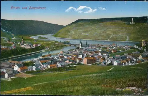 Ansichtskarte Bingen am Rhein Blick auf die Stadt 1915