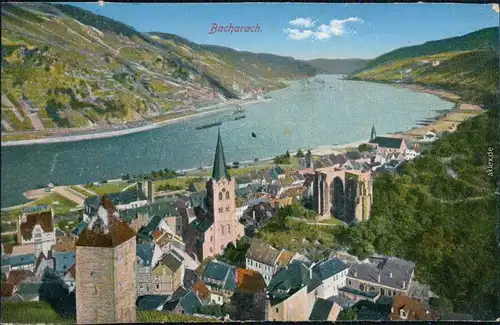 Ansichtskarte Bacharach Blick auf die Stadt 1915