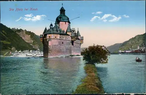 Ansichtskarte Kaub Burg Pfalzgrafenstein 1915