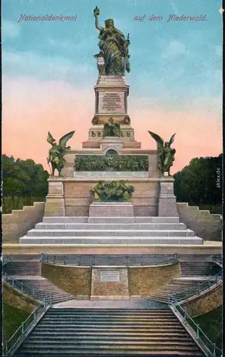 Ansichtskarte Rüdesheim (Rhein) National-Denkmal / Niederwalddenkmal 1915