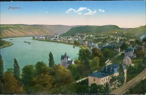 Ansichtskarte Boppard Blick auf die Stadt mit Rhein 1910