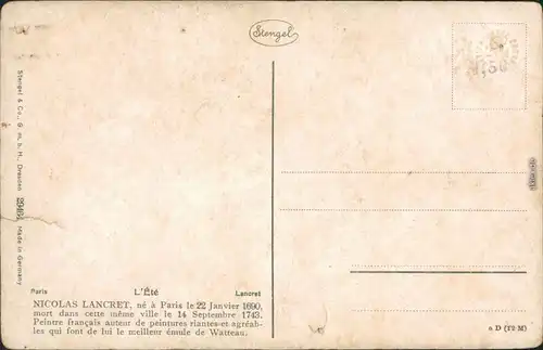  Künstlerkarte: Gemälde v. N. Lancret - Adel tanzt im Reigen 1913