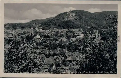 Ansichtskarte Wernigerode Panorama-Ansicht mit Blick zum Schloss 1955