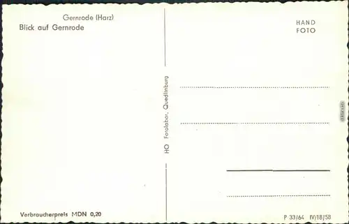 Ansichtskarte Gernrode-Quedlinburg Blick auf den Ort 1958