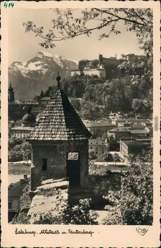 Ansichtskarte Salzburg Blick zur Burg und den Untersberg 1955 